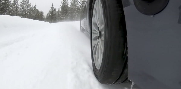 Test drive on snow road