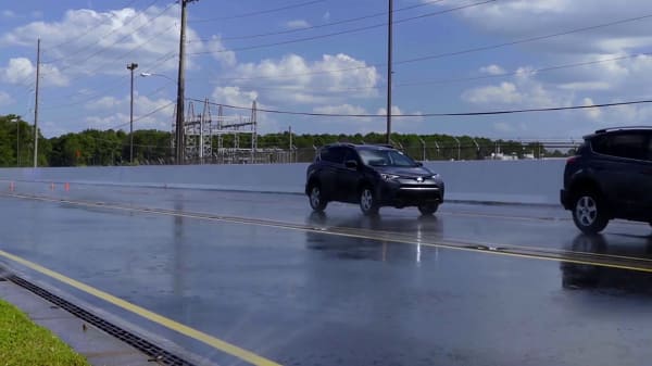 Test drive on wet pavement