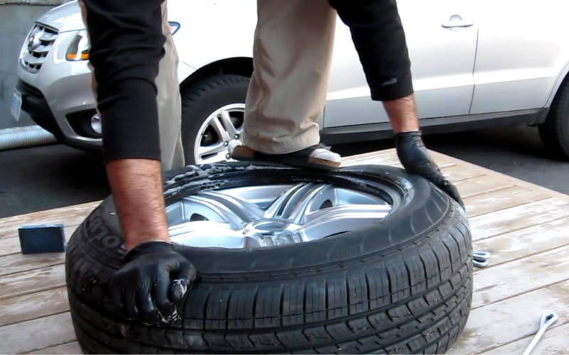 How to put a tire back on the rim