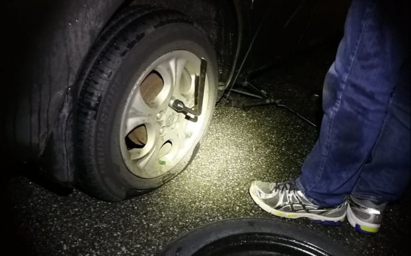 flat-tire-at-night-on-the-road