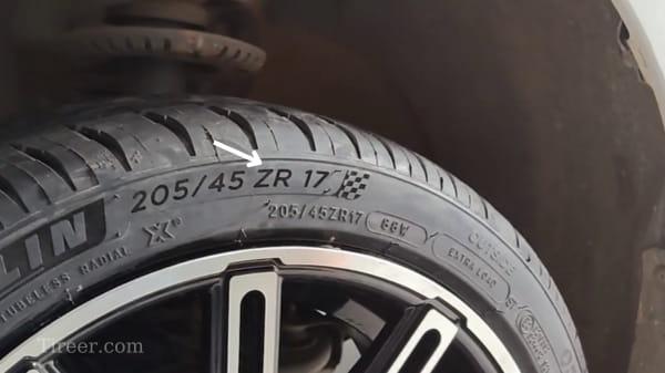 ZR tire with size 205/45ZR17